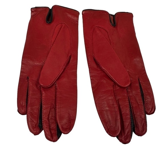 G. Marino Vintage Red Italian Leather Classic Gloves, size 6.5 - Picture 3 of 6
